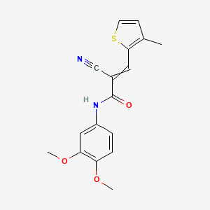 molecular formula C17H16N2O3S B2651962 2-氰基-N-(3,4-二甲氧基苯基)-3-(3-甲基噻吩-2-基)丙-2-烯酰胺 CAS No. 850258-33-2