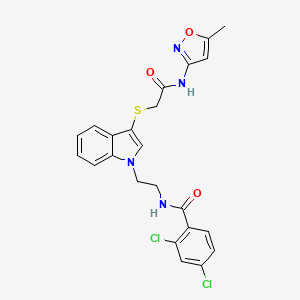 2,4-dichloro-N-(2-(3-((2-((5-methylisoxazol-3-yl)amino)-2-oxoethyl)thio)-1H-indol-1-yl)ethyl)benzamide