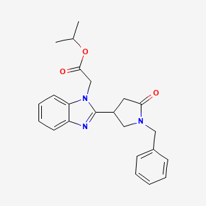 molecular formula C23H25N3O3 B2651970 Methylethyl 2-{2-[5-oxo-1-benzylpyrrolidin-3-yl]benzimidazolyl}acetate CAS No. 955453-64-2