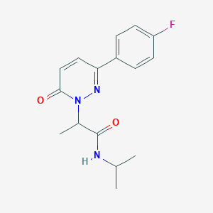 molecular formula C16H18FN3O2 B2651971 2-(3-(4-fluorophenyl)-6-oxopyridazin-1(6H)-yl)-N-isopropylpropanamide CAS No. 1203042-82-3