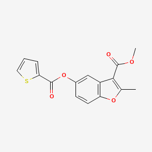 molecular formula C16H12O5S B2651972 2-甲基-5-（噻吩-2-羰基氧基）-1-苯并呋喃-3-羧酸甲酯 CAS No. 384793-84-4