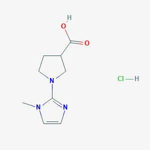 molecular formula C9H14ClN3O2 B2651980 1-(1-甲基-1H-咪唑-2-基)吡咯烷-3-羧酸盐酸盐 CAS No. 2044713-47-3