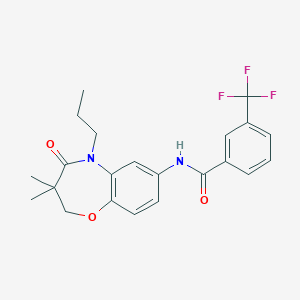 molecular formula C22H23F3N2O3 B2651985 N-(3,3-二甲基-4-氧代-5-丙基-2,3,4,5-四氢苯并[b][1,4]噁杂环庚-7-基)-3-(三氟甲基)苯甲酰胺 CAS No. 921521-58-6