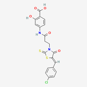 molecular formula C20H15ClN2O5S2 B2651992 (Z)-4-(3-(5-(4-chlorobenzylidene)-4-oxo-2-thioxothiazolidin-3-yl)propanamido)-2-hydroxybenzoic acid CAS No. 461682-44-0