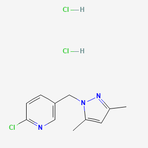 molecular formula C11H14Cl3N3 B2652003 2-Chloro-5-[(3,5-dimethyl-1H-pyrazol-1-yl)methyl]pyridine dihydrochloride CAS No. 1609403-42-0