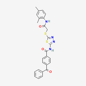 molecular formula C26H22N4O3S2 B2652006 4-苯甲酰基-N-(5-((2-((2,4-二甲苯基)氨基)-2-氧代乙基)硫代)-1,3,4-噻二唑-2-基)苯甲酰胺 CAS No. 392296-01-4