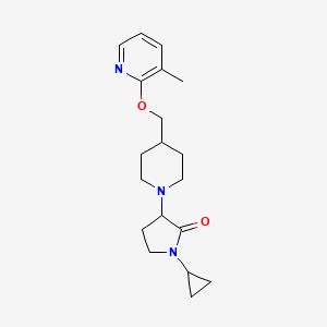 molecular formula C19H27N3O2 B2652008 1-Cyclopropyl-3-(4-{[(3-methylpyridin-2-yl)oxy]methyl}piperidin-1-yl)pyrrolidin-2-one CAS No. 2197351-38-3