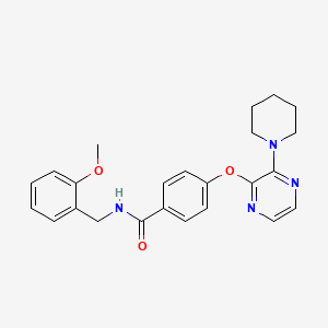 molecular formula C24H26N4O3 B2652011 N-(2-methoxybenzyl)-4-((3-(piperidin-1-yl)pyrazin-2-yl)oxy)benzamide CAS No. 1251703-06-6