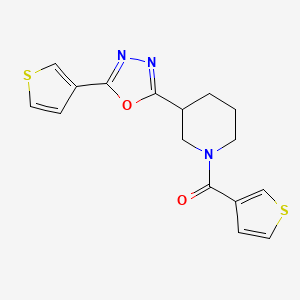 molecular formula C16H15N3O2S2 B2652014 Thiophen-3-yl(3-(5-(thiophen-3-yl)-1,3,4-oxadiazol-2-yl)piperidin-1-yl)methanone CAS No. 1797060-43-5