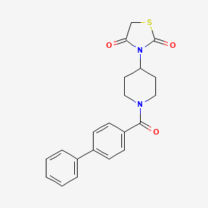 molecular formula C21H20N2O3S B2652017 3-(1-([1,1'-Biphenyl]-4-carbonyl)piperidin-4-yl)thiazolidine-2,4-dione CAS No. 1795301-87-9