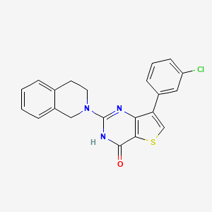 molecular formula C21H16ClN3OS B2652022 7-(3-氯苯基)-2-(3,4-二氢异喹啉-2(1H)-基)噻吩并[3,2-d]嘧啶-4(3H)-酮 CAS No. 1243090-25-6
