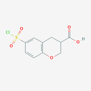 molecular formula C10H9ClO5S B2652026 6-(chlorosulfonyl)-3,4-dihydro-2H-1-benzopyran-3-carboxylic acid CAS No. 885532-09-2