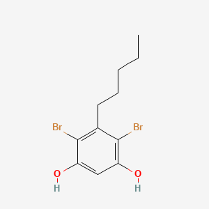 BrC1=C(C=C(C(=C1CCCCC)Br)O)O