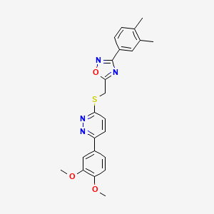 molecular formula C23H22N4O3S B2652041 3-(3,4-Dimethoxyphenyl)-6-({[3-(3,4-dimethylphenyl)-1,2,4-oxadiazol-5-yl]methyl}thio)pyridazine CAS No. 1111316-69-8