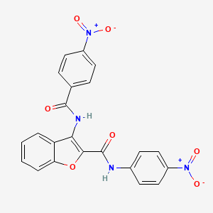 molecular formula C22H14N4O7 B2652046 3-(4-硝基苯甲酰胺)-N-(4-硝基苯基)苯并呋喃-2-甲酰胺 CAS No. 887898-95-5