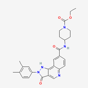 ethyl 4-(2-(3,4-dimethylphenyl)-3-oxo-3,5-dihydro-2H-pyrazolo[4,3-c]quinoline-8-carboxamido)piperidine-1-carboxylate