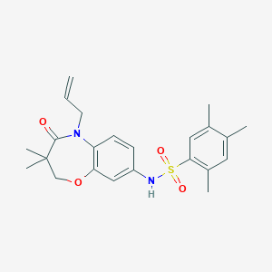 molecular formula C23H28N2O4S B2652069 N-(5-allyl-3,3-dimethyl-4-oxo-2,3,4,5-tetrahydrobenzo[b][1,4]oxazepin-8-yl)-2,4,5-trimethylbenzenesulfonamide CAS No. 921991-66-4