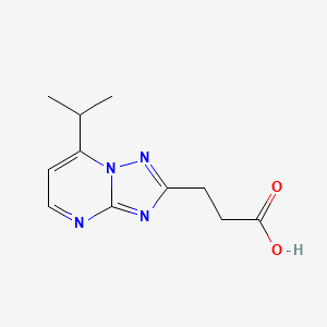 molecular formula C11H14N4O2 B2652077 3-(7-Isopropyl-[1,2,4]triazolo[1,5-a]pyrimidin-2-yl)propanoic acid CAS No. 1245808-02-9