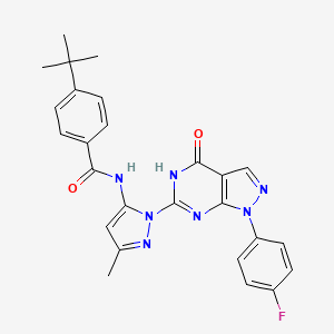molecular formula C26H24FN7O2 B2652086 4-(tert-butyl)-N-(1-(1-(4-fluorophenyl)-4-oxo-4,5-dihydro-1H-pyrazolo[3,4-d]pyrimidin-6-yl)-3-methyl-1H-pyrazol-5-yl)benzamide CAS No. 1020488-08-7