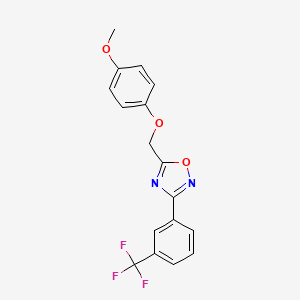molecular formula C17H13F3N2O3 B2652087 5-[(4-Methoxyphenoxy)methyl]-3-[3-(trifluoromethyl)phenyl]-1,2,4-oxadiazole CAS No. 860784-37-8
