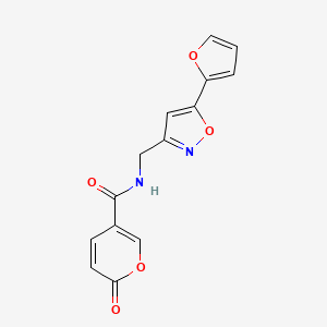 molecular formula C14H10N2O5 B2652094 N-((5-(furan-2-yl)isoxazol-3-yl)methyl)-2-oxo-2H-pyran-5-carboxamide CAS No. 1207040-07-0