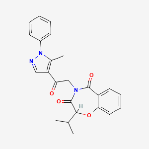molecular formula C24H23N3O4 B2652097 2-isopropyl-4-(2-(5-methyl-1-phenyl-1H-pyrazol-4-yl)-2-oxoethyl)benzo[f][1,4]oxazepine-3,5(2H,4H)-dione CAS No. 957016-19-2