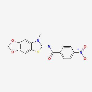 N-(7-methyl-[1,3]dioxolo[4,5-f][1,3]benzothiazol-6-ylidene)-4-nitrobenzamide