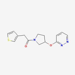 molecular formula C14H15N3O2S B2652106 1-(3-(Pyridazin-3-yloxy)pyrrolidin-1-yl)-2-(thiophen-3-yl)ethanone CAS No. 2034620-05-6