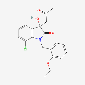 molecular formula C20H20ClNO4 B2652113 7-Chloro-1-(2-ethoxybenzyl)-3-hydroxy-3-(2-oxopropyl)indolin-2-one CAS No. 881080-41-7