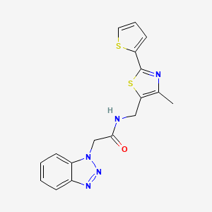 2-(1H-benzo[d][1,2,3]triazol-1-yl)-N-((4-methyl-2-(thiophen-2-yl)thiazol-5-yl)methyl)acetamide