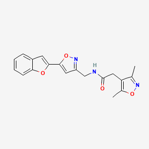 molecular formula C19H17N3O4 B2652123 N-((5-(benzofuran-2-yl)isoxazol-3-yl)methyl)-2-(3,5-dimethylisoxazol-4-yl)acetamide CAS No. 1211279-33-2