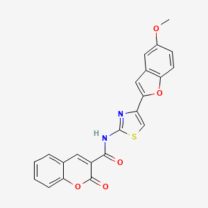 molecular formula C22H14N2O5S B2652124 N-(4-(5-methoxybenzofuran-2-yl)thiazol-2-yl)-2-oxo-2H-chromene-3-carboxamide CAS No. 922079-33-2