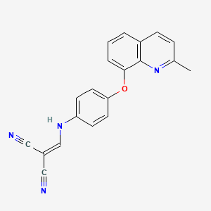 molecular formula C20H14N4O B2652128 2-({4-[(2-Methyl-8-quinolinyl)oxy]anilino}methylene)malononitrile CAS No. 1024280-80-5