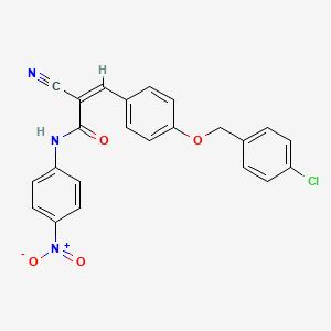 molecular formula C23H16ClN3O4 B2652139 3-{4-[(4-chlorophenyl)methoxy]phenyl}-2-cyano-N-(4-nitrophenyl)prop-2-enamide CAS No. 455326-74-6