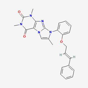 (E)-8-(2-(cinnamyloxy)phenyl)-1,3,7-trimethyl-1H-imidazo[2,1-f]purine-2,4(3H,8H)-dione