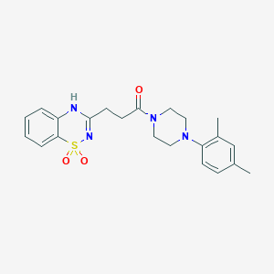 molecular formula C22H26N4O3S B2652153 1-(4-(2,4-dimethylphenyl)piperazin-1-yl)-3-(1,1-dioxido-2H-benzo[e][1,2,4]thiadiazin-3-yl)propan-1-one CAS No. 1031631-21-6