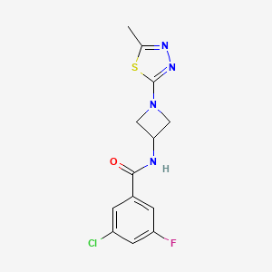 molecular formula C13H12ClFN4OS B2652154 3-Chloro-5-fluoro-N-[1-(5-methyl-1,3,4-thiadiazol-2-yl)azetidin-3-yl]benzamide CAS No. 2415620-76-5