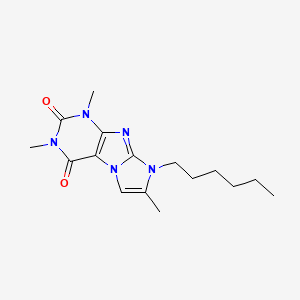 molecular formula C16H23N5O2 B2652156 8-hexyl-1,3,7-trimethyl-1H-imidazo[2,1-f]purine-2,4(3H,8H)-dione CAS No. 31488-07-0