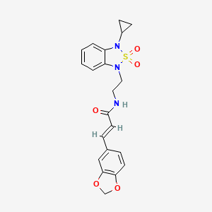 (2E)-3-(2H-1,3-benzodioxol-5-yl)-N-[2-(3-cyclopropyl-2,2-dioxo-1,3-dihydro-2lambda6,1,3-benzothiadiazol-1-yl)ethyl]prop-2-enamide