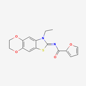 molecular formula C16H14N2O4S B2652165 N-(3-ethyl-6,7-dihydro-[1,4]dioxino[2,3-f][1,3]benzothiazol-2-ylidene)furan-2-carboxamide CAS No. 1321720-71-1