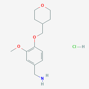 molecular formula C14H22ClNO3 B2652169 [3-Methoxy-4-(oxan-4-ylmethoxy)phenyl]methanamine hydrochloride CAS No. 1439903-00-0