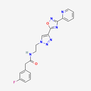 molecular formula C19H16FN7O2 B2652171 2-(3-fluorophenyl)-N-(2-(4-(3-(pyridin-2-yl)-1,2,4-oxadiazol-5-yl)-1H-1,2,3-triazol-1-yl)ethyl)acetamide CAS No. 2034535-22-1