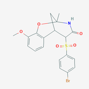 molecular formula C19H18BrNO5S B2652176 5-((4-bromophenyl)sulfonyl)-10-methoxy-2-methyl-5,6-dihydro-2H-2,6-methanobenzo[g][1,3]oxazocin-4(3H)-one CAS No. 1052611-94-5