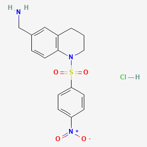 molecular formula C16H18ClN3O4S B2652180 [1-(4-Nitrobenzenesulfonyl)-1,2,3,4-tetrahydroquinolin-6-yl]methanamine hydrochloride CAS No. 1795513-67-5