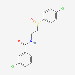 molecular formula C15H13Cl2NO2S B2652188 3-chloro-N-{2-[(4-chlorophenyl)sulfinyl]ethyl}benzenecarboxamide CAS No. 338955-78-5