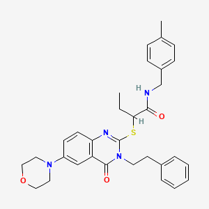 molecular formula C32H36N4O3S B2652202 N-(4-methylbenzyl)-2-((6-morpholino-4-oxo-3-phenethyl-3,4-dihydroquinazolin-2-yl)thio)butanamide CAS No. 689760-19-8