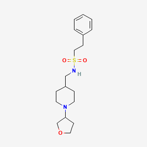 molecular formula C18H28N2O3S B2652224 2-苯基-N-((1-(四氢呋喃-3-基)哌啶-4-基)甲基)乙磺酰胺 CAS No. 2034607-61-7