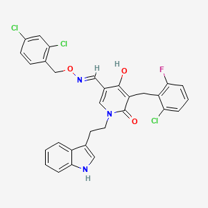 molecular formula C30H23Cl3FN3O3 B2652225 5-(2-chloro-6-fluorobenzyl)-4-hydroxy-1-[2-(1H-indol-2-yl)ethyl]-6-oxo-1,6-dihydro-3-pyridinecarbaldehyde O-(2,4-dichlorobenzyl)oxime CAS No. 477869-89-9