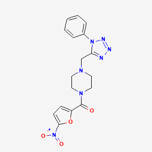 molecular formula C17H17N7O4 B2652227 (5-硝基呋喃-2-基)(4-((1-苯基-1H-四唑-5-基)甲基)哌嗪-1-基)甲酮 CAS No. 1021226-87-8