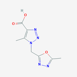 molecular formula C8H9N5O3 B2652228 5-methyl-1-[(5-methyl-1,3,4-oxadiazol-2-yl)methyl]-1H-1,2,3-triazole-4-carboxylic acid CAS No. 1251228-33-7